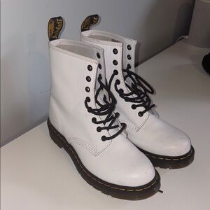 Dr. Martens White and Black Combat Boots